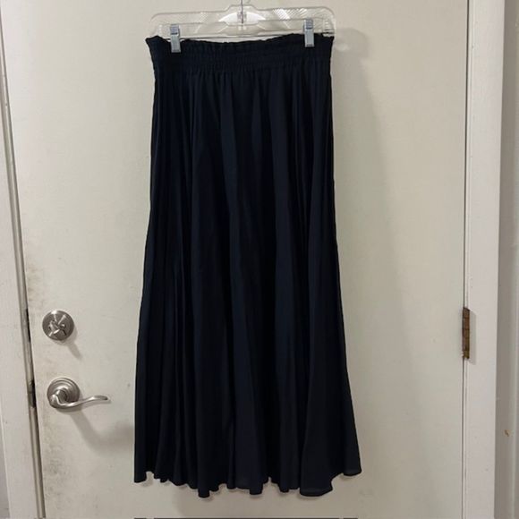 Vintage CYGNE Design Womens Black Elastic Waste Flowy Midi Skirt Rayon Sz SM - Picture 5 of 12